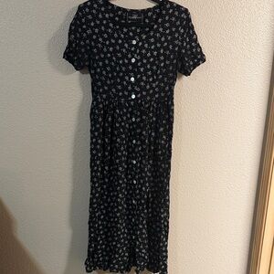 Vintage Molly Malloy 90’s  Black Floral Midi Dress